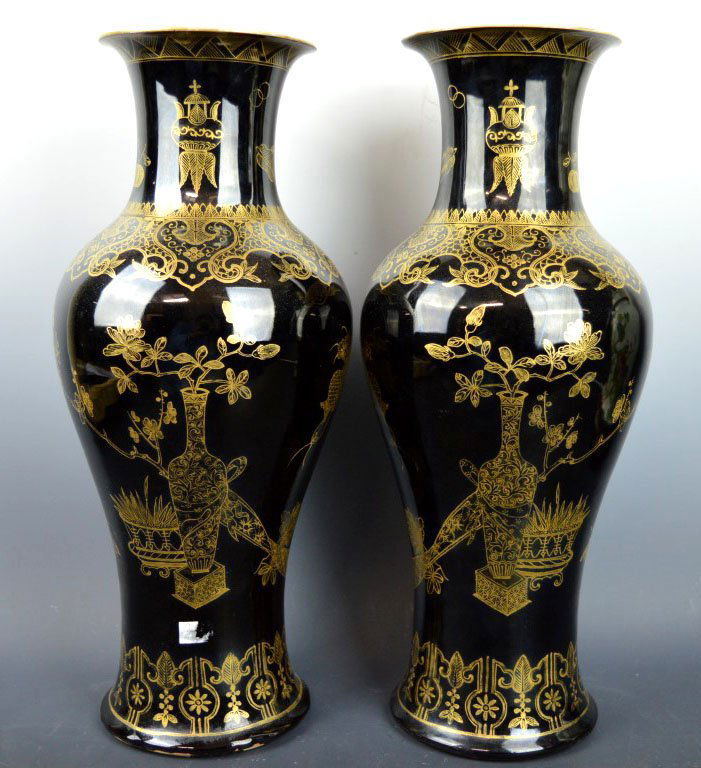 Late Qing Chinese Mirror Black Porcelain with Gilt (1 of 10)