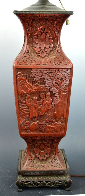 Late Qing Chinese Carved Cinnabar Lacquer Vase (1 of 8)