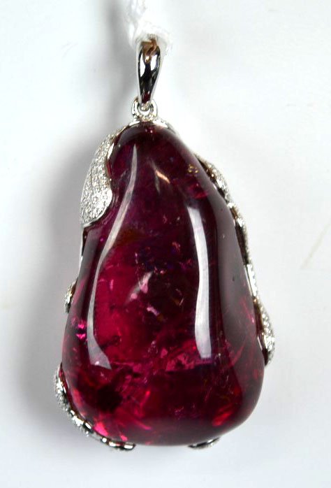 148.75 Carat Pink Tourmaline Pendant 18K, Diamonds (1 of 6)