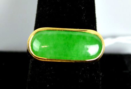 Good Green Jadeite & 18K Saddle Ring (1 of 5)