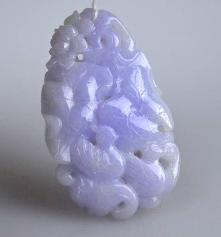 Chinese Carved Natural Lavender Jadeite Pendant (1 of 5)