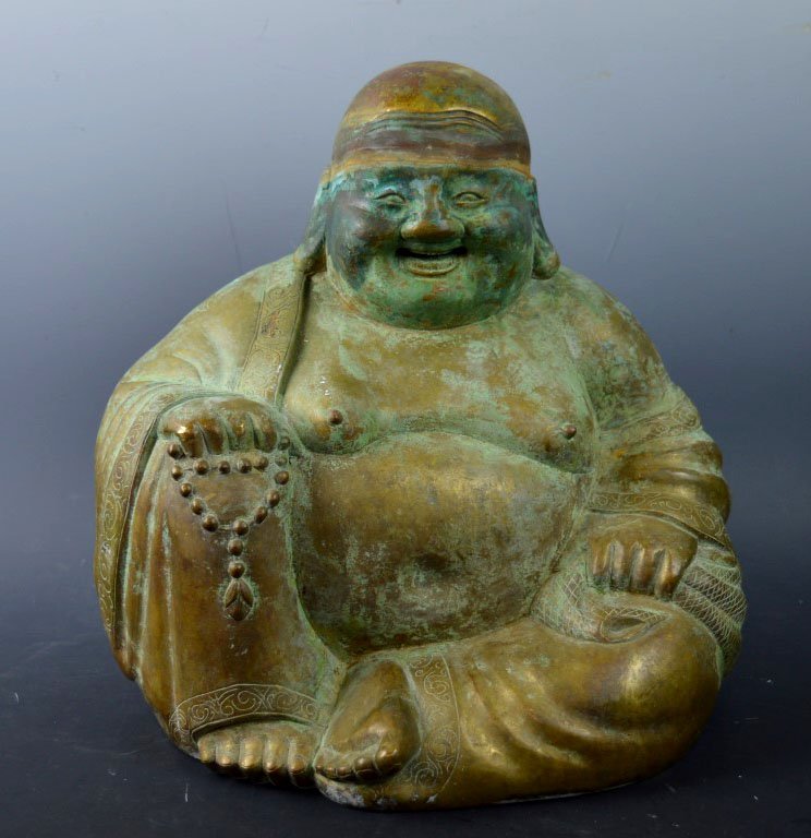 Chinese Bronze "Good Luck" Hotei Buddha (1 of 8)