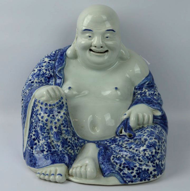 Fine Chinese B & W Porcelain Fukien Hotai Buddha (1 of 10)