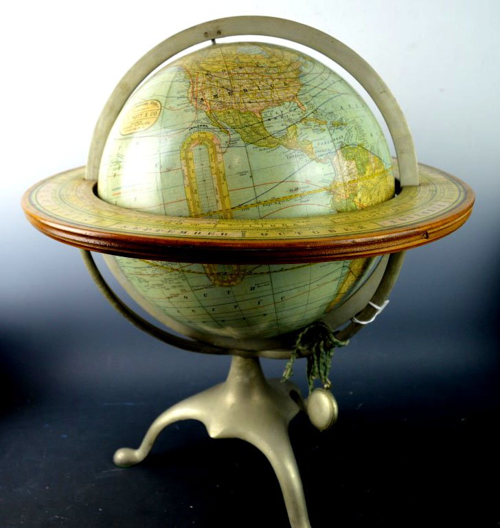 Good World Table Globe ca. 1900, on Tripod Stand (1 of 10)