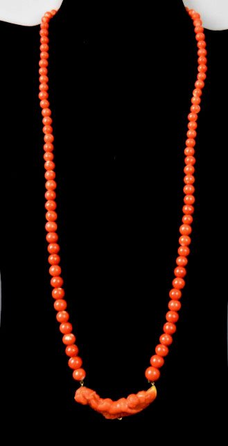 Dark Coral & 18th C European Carving as Necklace (1 of 8)