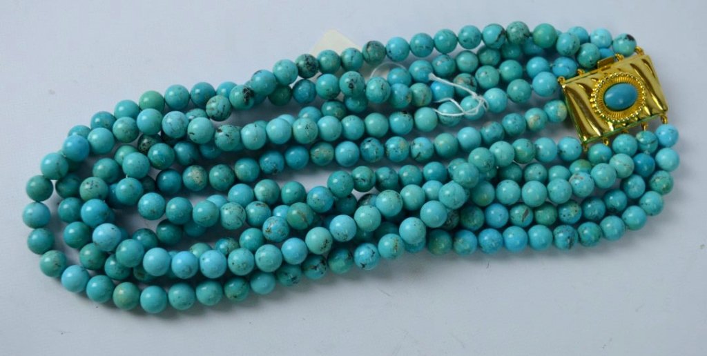 270 Grams Turquoise 4 Strand Bead Neckace (1 of 6)