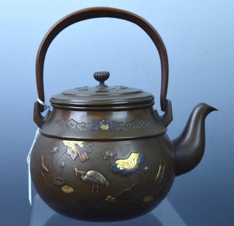 19th C Japanese Mixed Metal Aesthetic Metal Teapot (1 of 10)