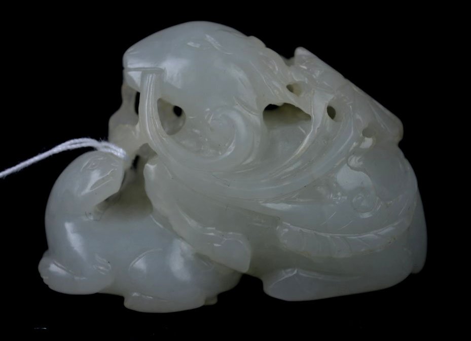 18th C Chinese Carved Very White Jade Animals (1 of 8)