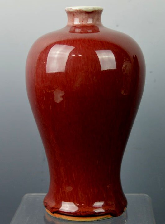 Qing Chinese Red Monochrome Porcelain Meiping (1 of 9)