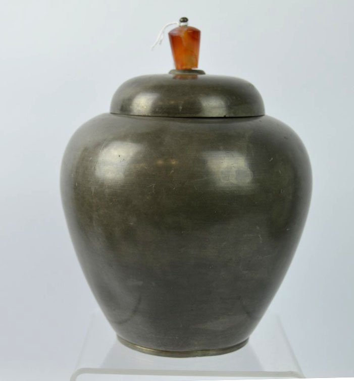 Old Asian Pewter Covered Tea Jar (1 of 6)