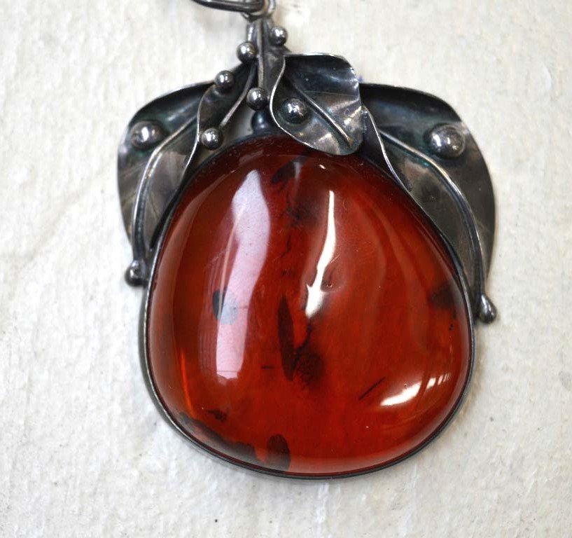 Large Amber Pendant in Sterling (1 of 4)