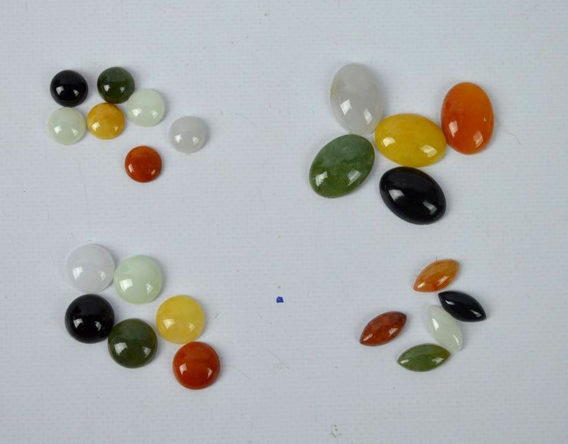 23 Chinese Polished Jadeite, Jade Cabochons (1 of 7)