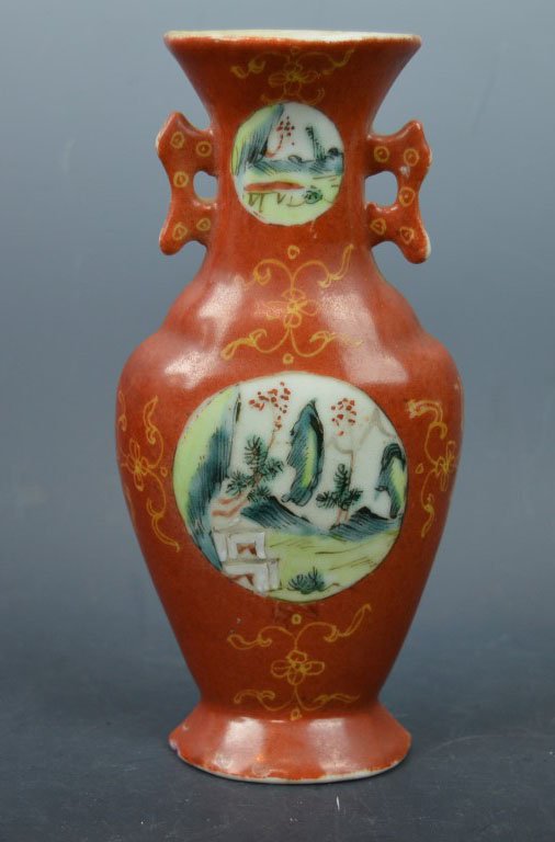 19th C Chinese Enameled Porcelain Wall Vase (1 of 5)