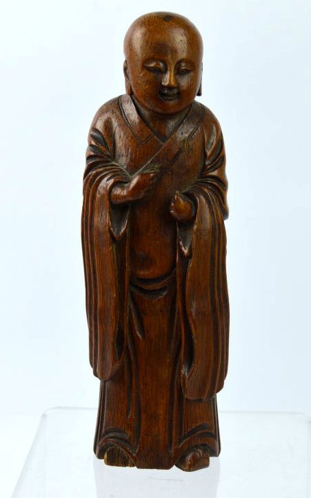 18th/19th C Chinese Carved Bamboo of Lohan (1 of 7)