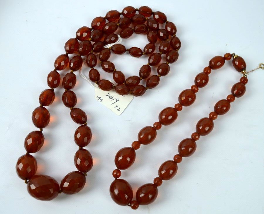 119 Grams; 2 Old Faceted Amber Bead Necklaces (1 of 7)