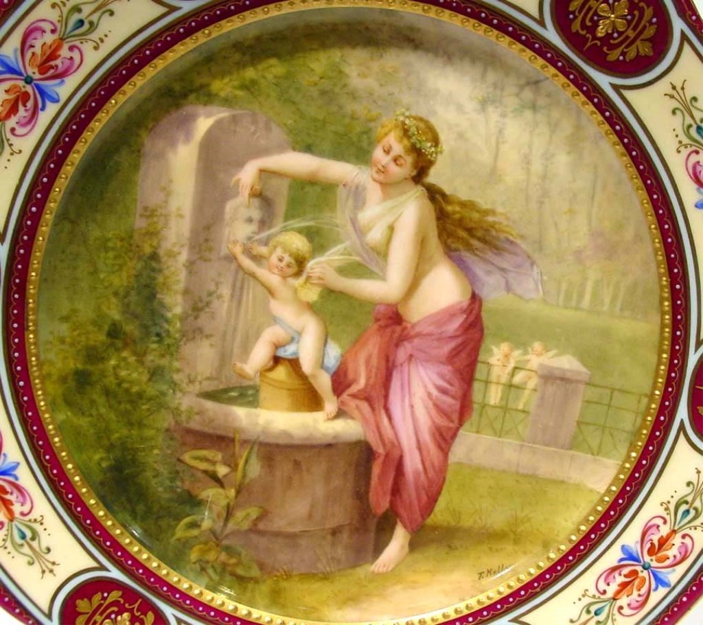 19th C Porcelain Enameled & Signed Plate (1 of 6)