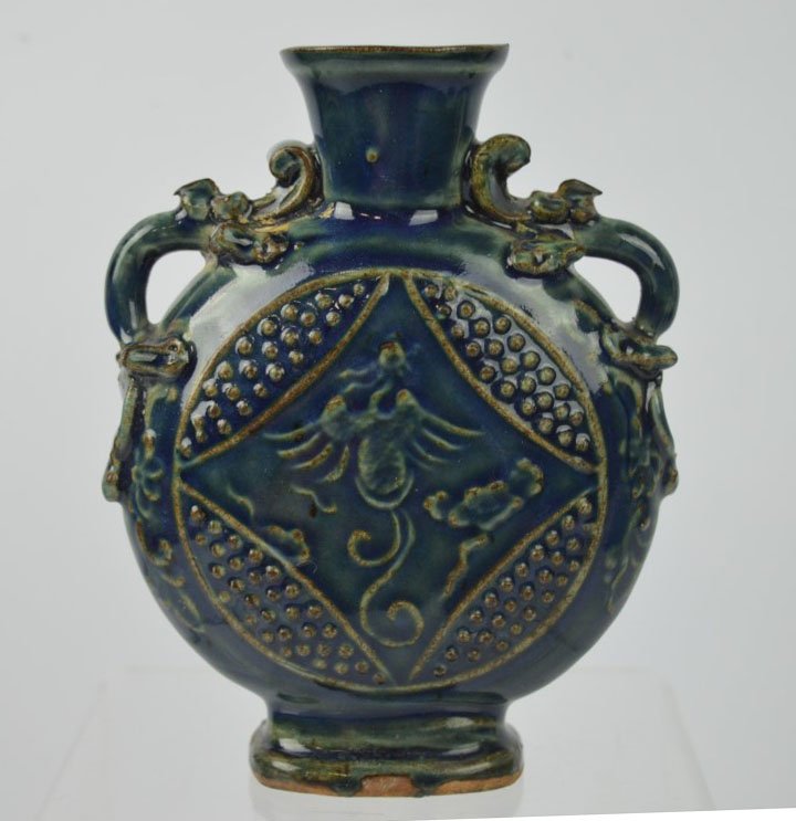 Chinese Blue Glazed Pottery Dragon Moon Flask (1 of 6)