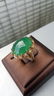 18K Gold Large Bright green jadeite diamond Ring - 6