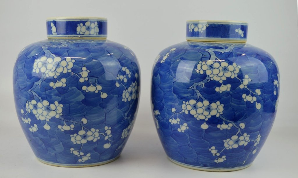Good Pr. Late Qing Chinese Hawthorn Jars & Covers (1 of 7)