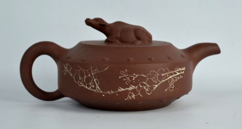 Chinese Republic Yixing Teapot, Buffalo Cover (1 of 8)