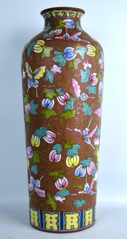 Large Antique Chinese Enameled Yixing Sleeve Vase (1 of 8)