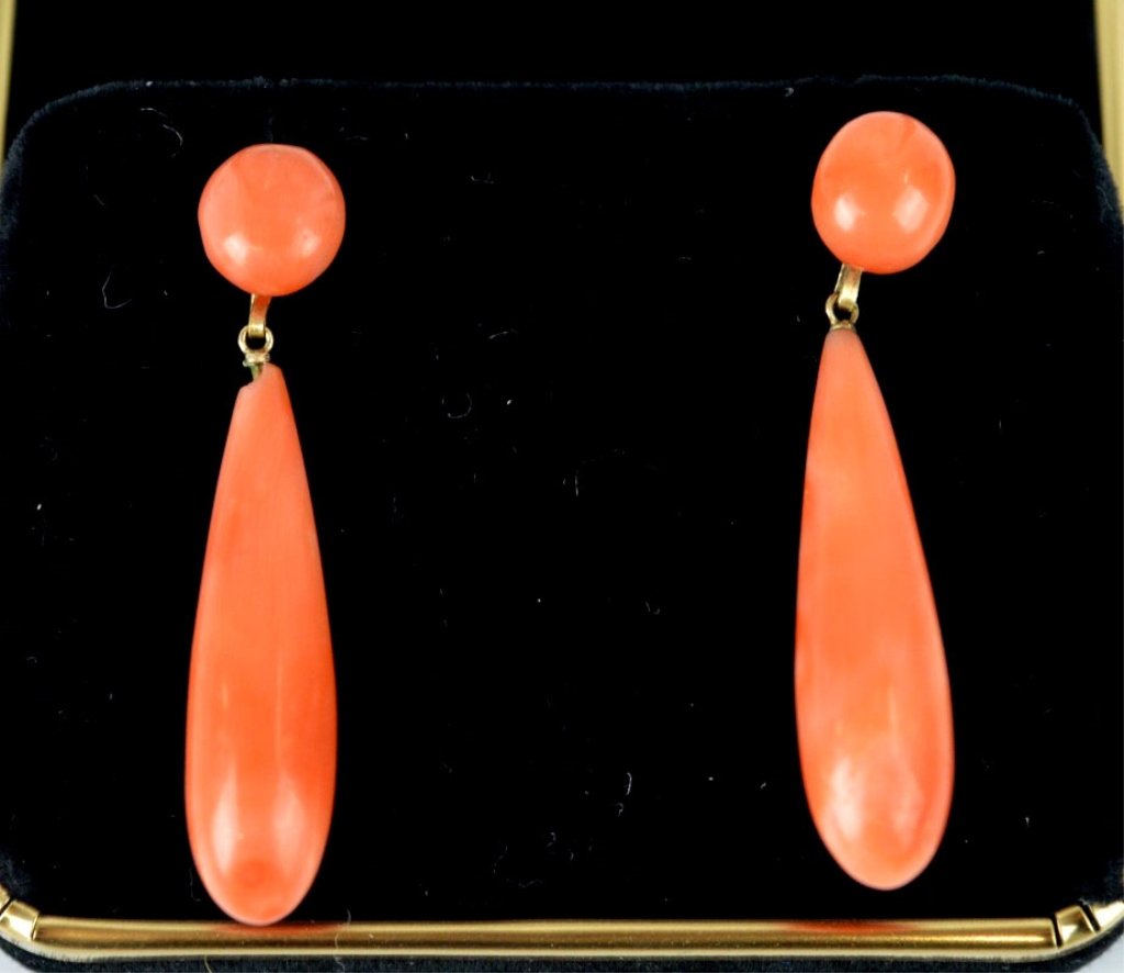 Pr. Coral Teardrop Earrings in 14K (1 of 4)