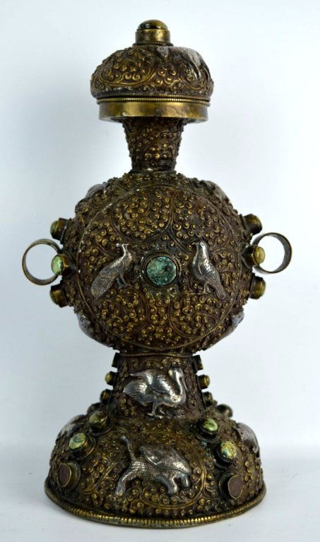 Tibet Ritual Incense Container Inlaid & Engraved (1 of 9)