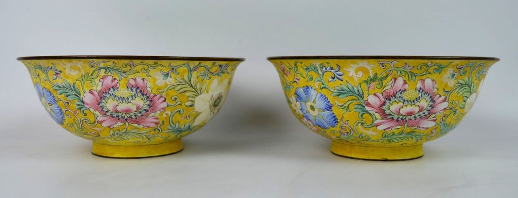 Qing Dynasty Imperial Yellow Canton Enamel Bowls (1 of 10)