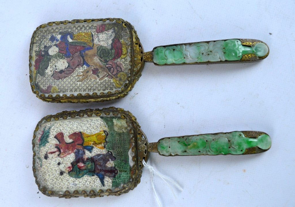 Chinese Bronze, Glass and Jadeite Hand Mirrors (1 of 7)