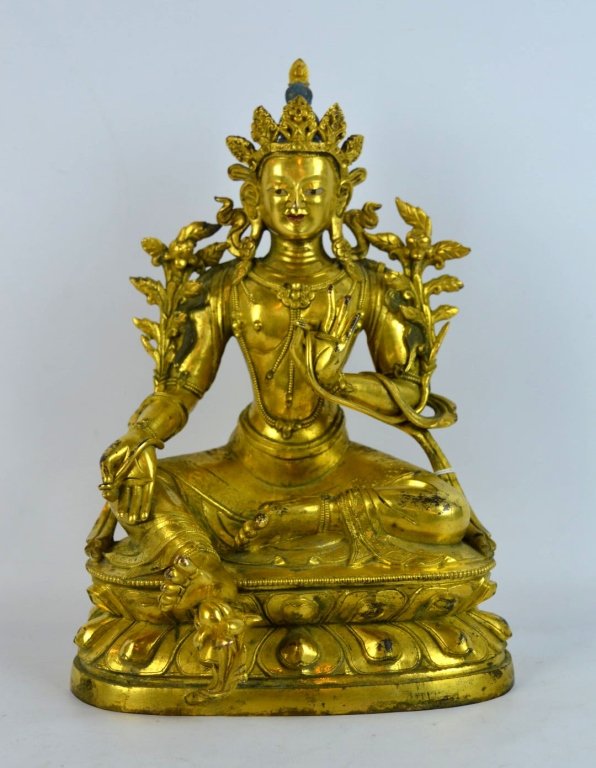 Tibetan Heavily Gilt Bronze Manjushri (1 of 10)