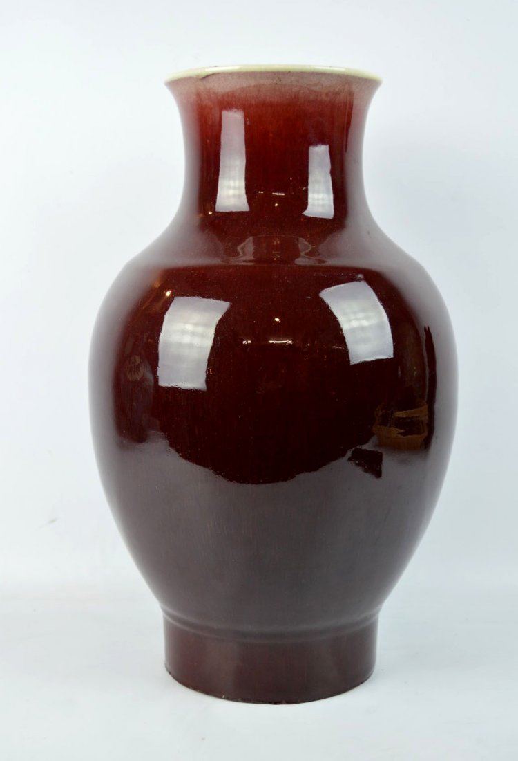 Large 19th C Chinese Langyao Red Porcelain Vase (1 of 8)