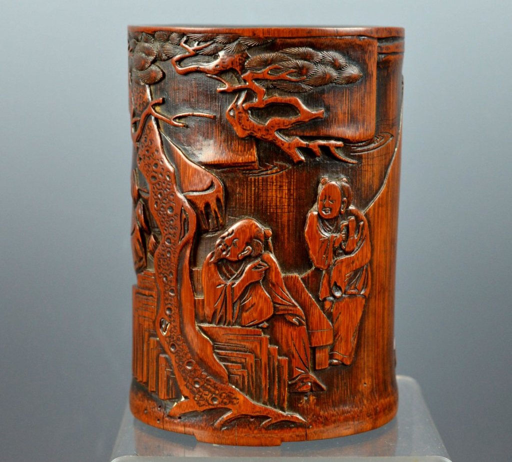 19th C Chinese Carved Bamboo Brush Pot (1 of 10)