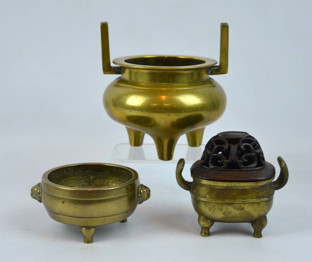 3 - Antique Chinese Bronze Small Censers (1 of 9)