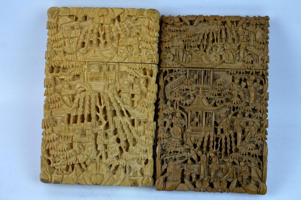 2 - 19th C Chinese Carved Cases & Covers (1 of 6)