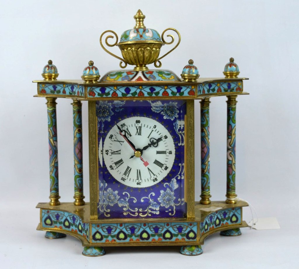 20C Chinese Cloisonne & Painted Enamel Clock Case (1 of 8)