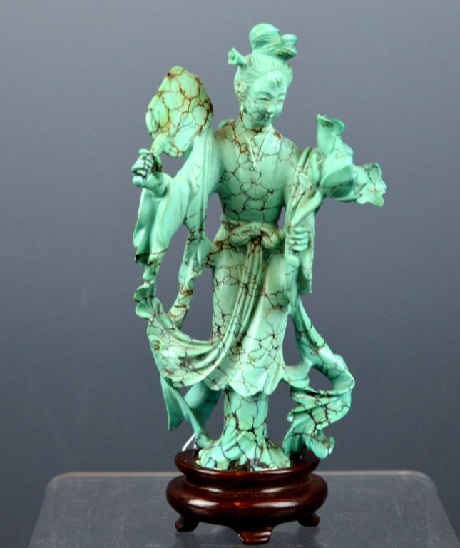 Fine Chinese Carved Beauty in Turquoise Stone (1 of 8)