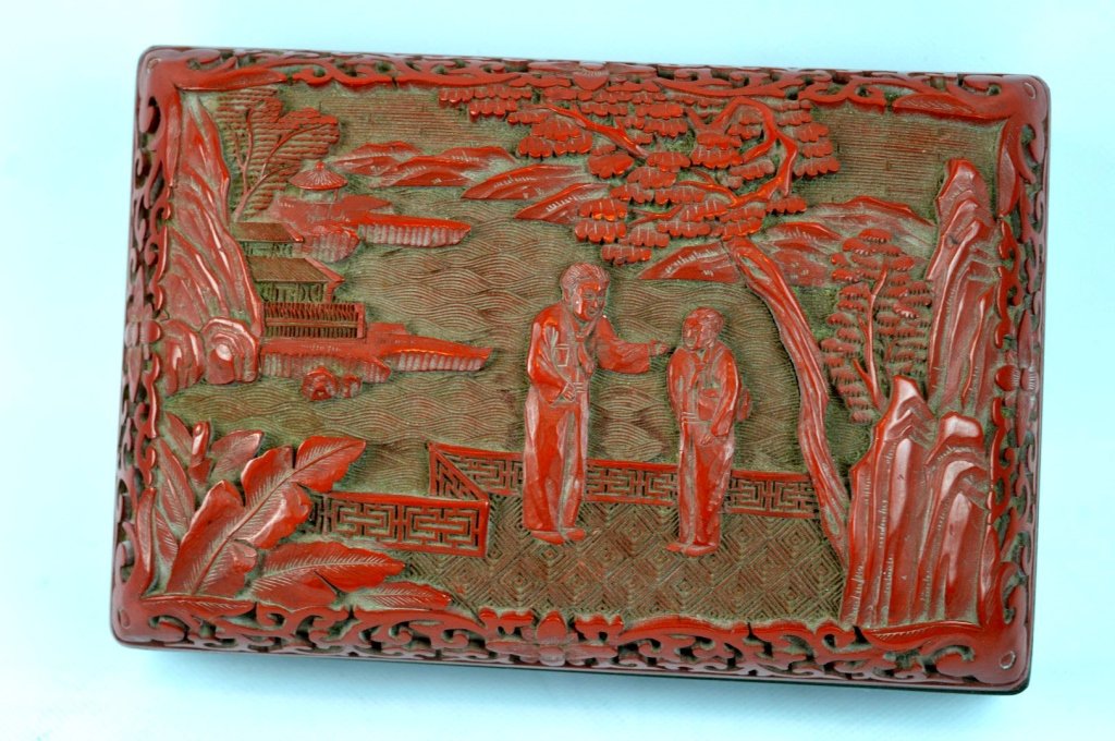 Chinese Carved Red Cinnabar Lacquer Box (1 of 6)