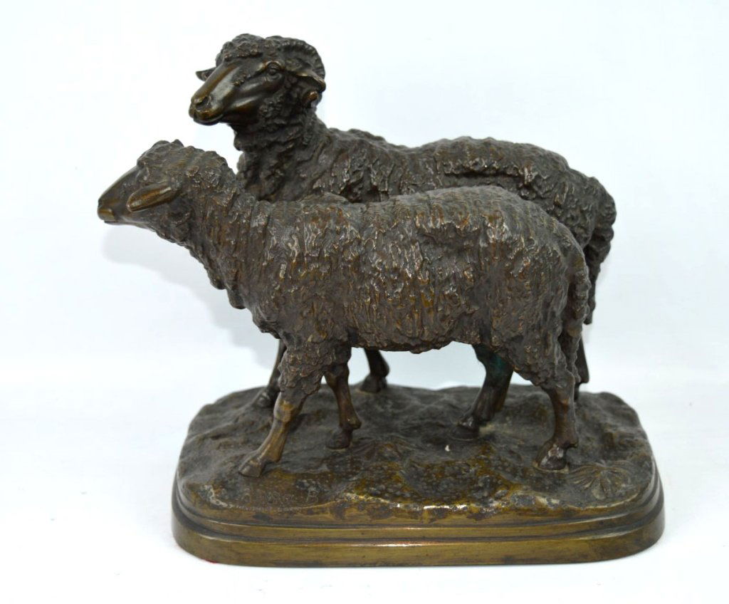 Rosa Bonheur, Cast Bronze of Ram and Sheep Signed (1 of 7)