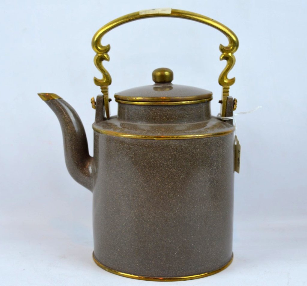 Large Yixing Teapot with brass protective trim (1 of 7)