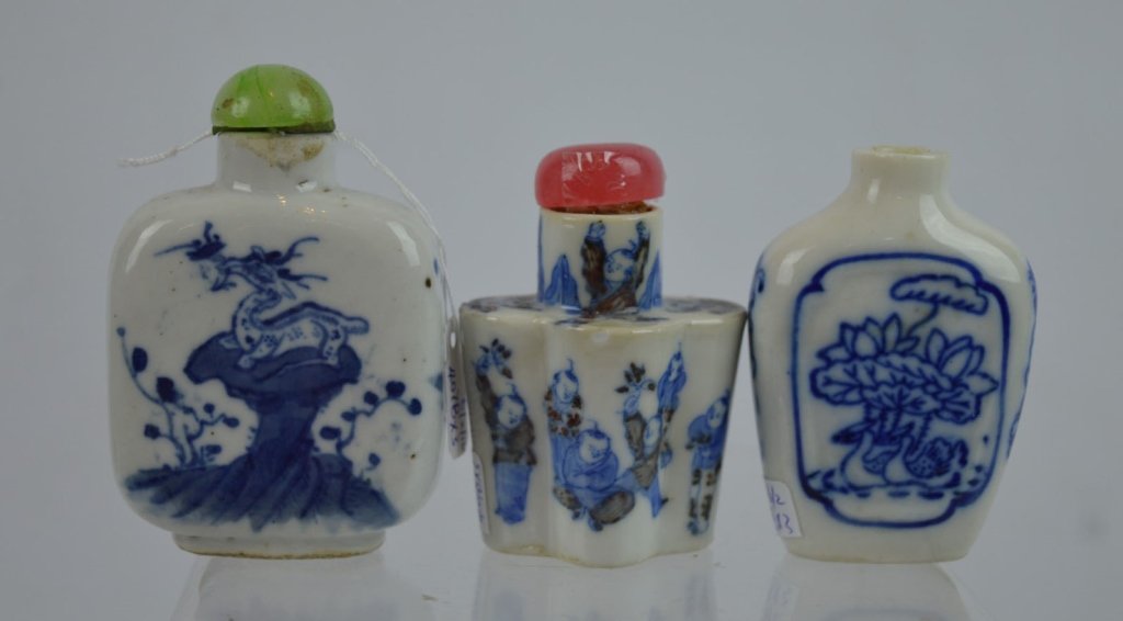 3 - Chinese Blue & White Porcelain Snuff Bottles (1 of 8)