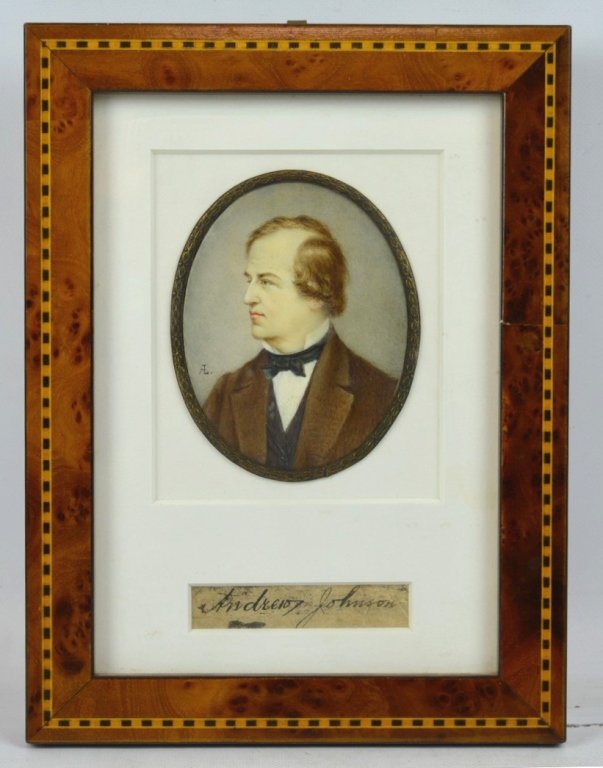 Portrait Miniature Andrew Johnson w Autograph (1 of 5)