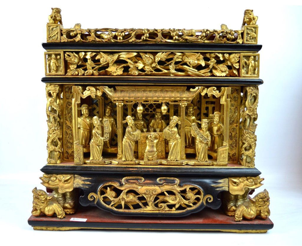19th C Chinese Carved and Heavily Gilt Wood Box (1 of 10)
