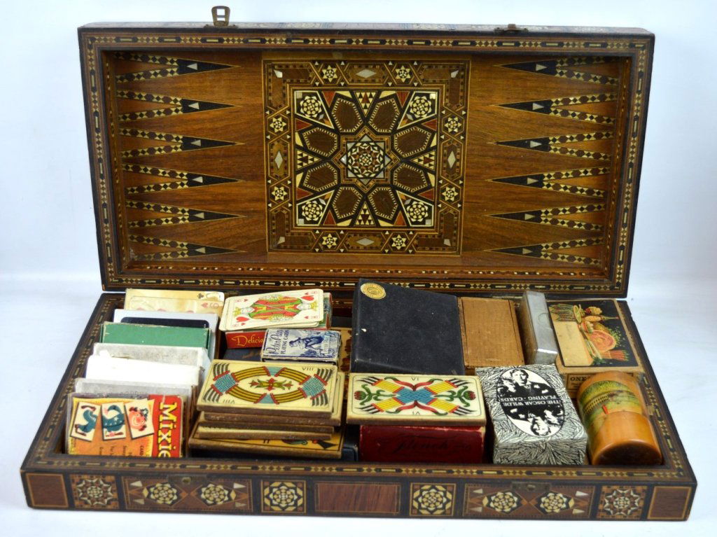 Inlaid Backgammon Board with Playing Cards (1 of 8)