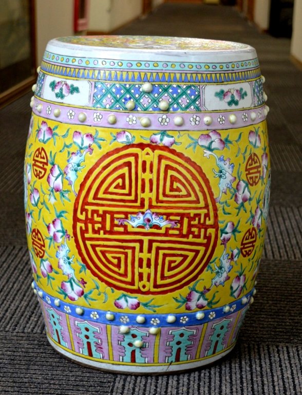 Good 19th C Chinese Enameled Porcelain Garden Seat (1 of 7)