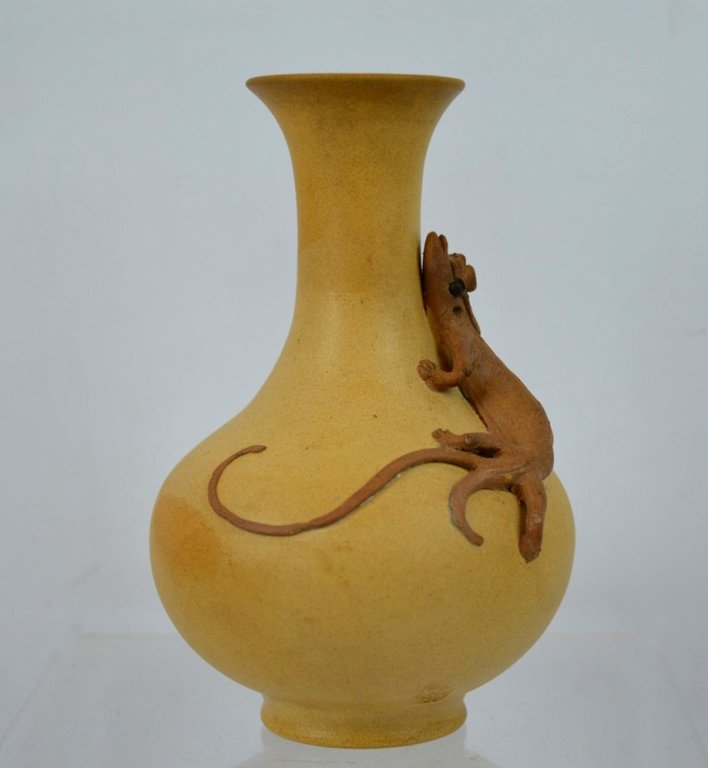Late Qing Chinese Yixing Small Vase with Dragon (1 of 8)