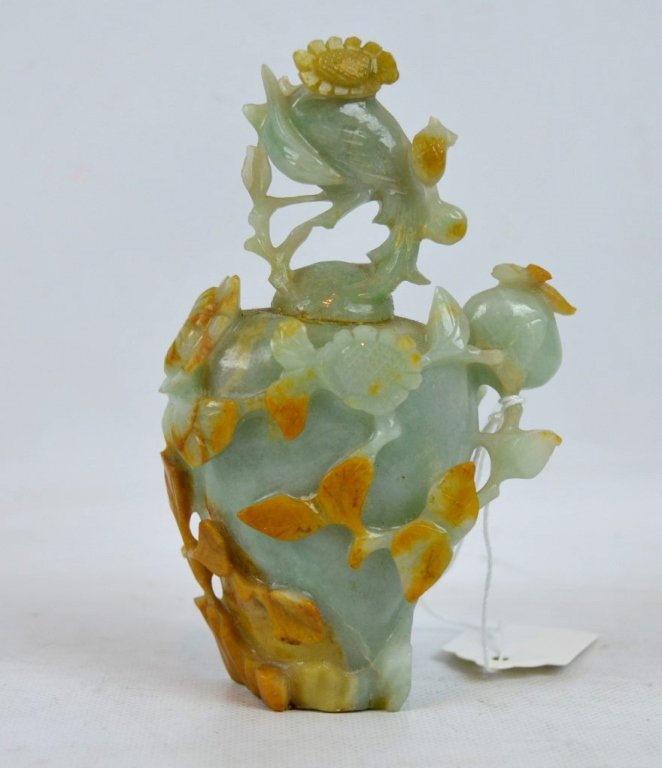 Good Chinese Carved Double Color Jadeite Vase (1 of 6)