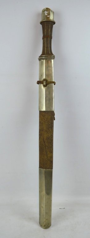 Antique Tibetan Steel Sword in Sharkskin Sheath (1 of 5)