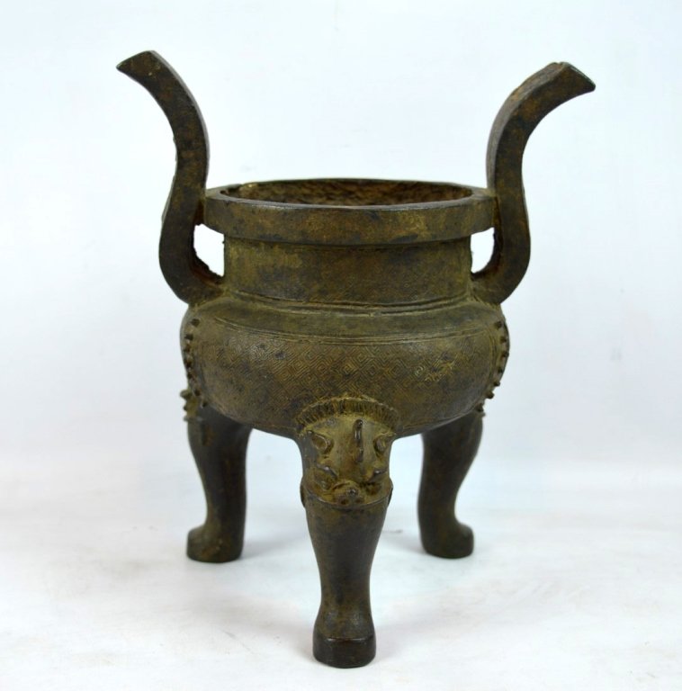 Yuan/Ming Dynasty Chinese Bronze 3 Leg Censer (1 of 7)