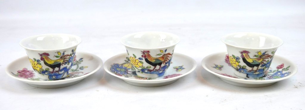 3 - Chinese Porcelain Teacups and Saucers (1 of 9)
