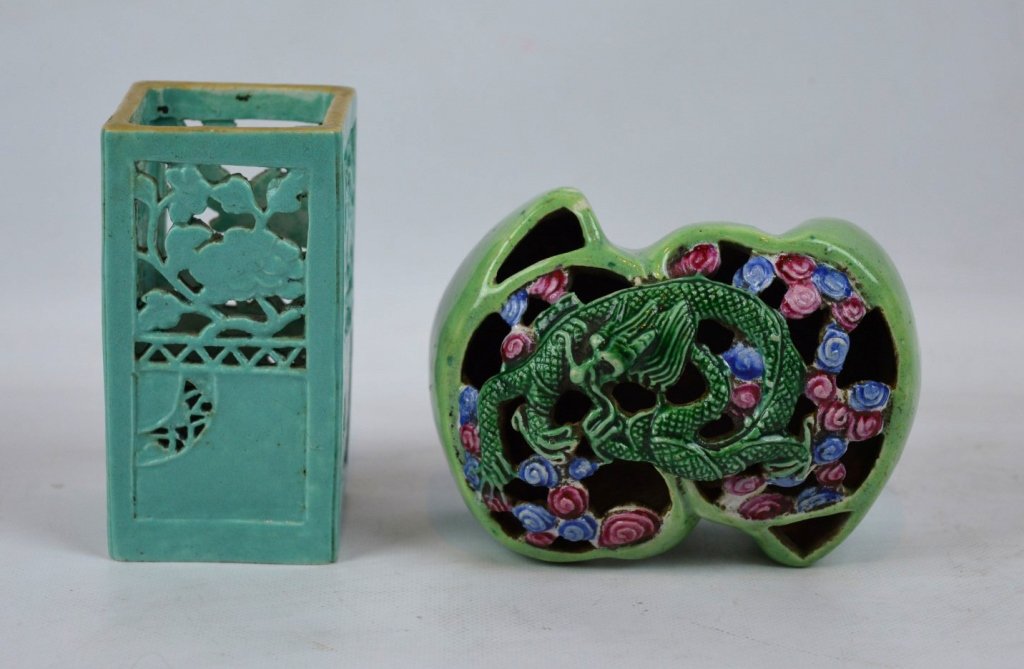 2 - Unusual Chinese Glazed Porcelain Desk Pieces (1 of 7)